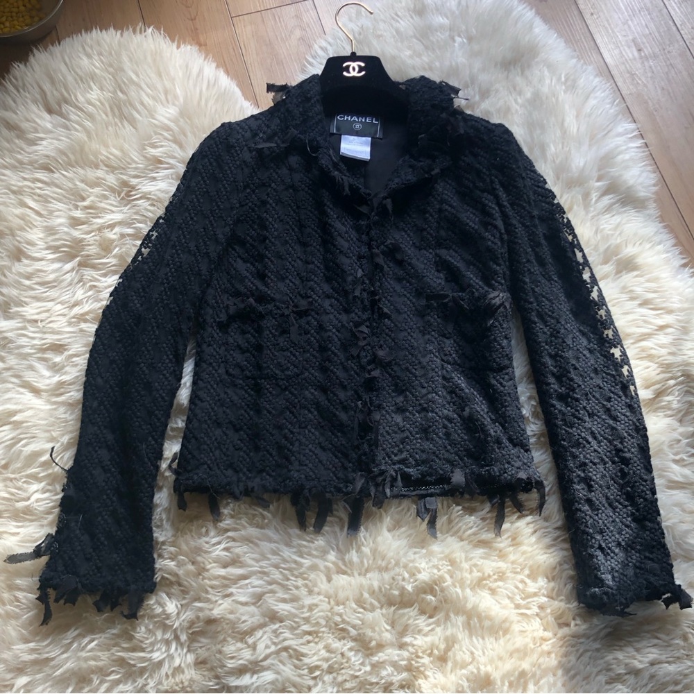 COPY - Chanel 05C black mesh lace jacket skirt suit 36 - Picture 2 of 16